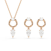 Mesmera set, Pear cut, Round cut, White, Rose gold-tone plated