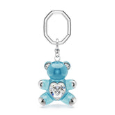 Teddy key ring, Bear, Blue, Rhodium plated