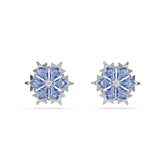 Magic stud earrings, Snowflake, Blue, Rhodium plated