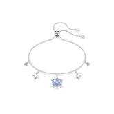 Magic bracelet, Snowflake, Blue, Rhodium plated
