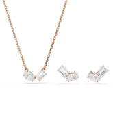 Mesmera set, Pear cut, Octagon cut, White, Rose gold-tone plated