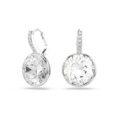 Millenia drop earrings, Round cut, White, Rhodium plated