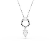 Mesmera pendant, Pear cut, White, Rhodium plated