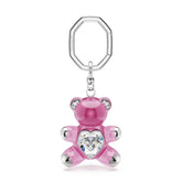 Teddy key ring, Bear, Pink, Rhodium plated
