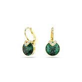 Bella V drop earrings, Round cut, Green, Gold-tone plated