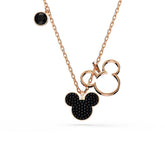 Mickey & Minnie pendant, Black, Rose gold-tone plated