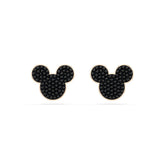 Mickey & Minnie stud earrings, Black, Rose gold-tone plated