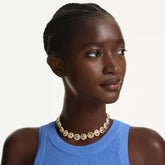 Una Angelic choker Round cut, Caramel, Gold-tone plated