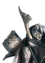 Dragon Samurai Helmet Figurine, Silver Luster