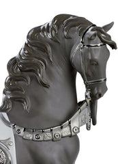 A Regal Steed Horse Sculpture, Silver Luster