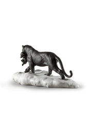 Black Panther With Cub Figurine