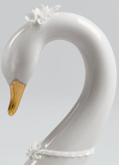 Endless Love Swans Figurine, Golden Luster