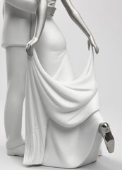 Happy Anniversary Couple Figurine, Silver Luster