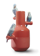 Parrot Parade Vase, Coral
