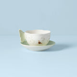 Butterfly Meadow Figural Green Cup And Saucer