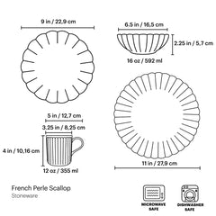 French Perle Scallop 4-Piece Place Setting