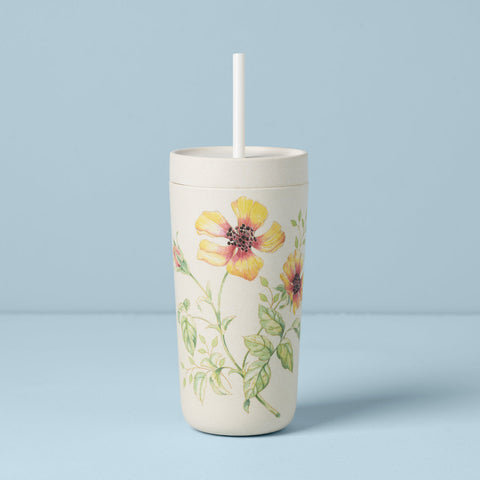 Butterfly Meadow Bamboo Tumbler With Straw