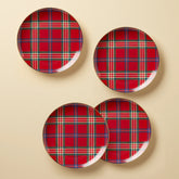 Holiday Red Tartan Accent Plates, Set Of 4