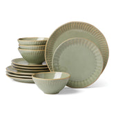 Artisanal Stripe Green 12 Piece Dinnerware Set