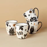 Vintage Haunted Halloween Mugs, Set Of 4, Assorted