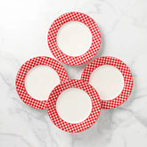 Gingham Red Dinner Plates, Set Of 4