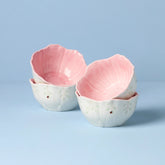 Butterfly Meadow Floral Set Of 4 Dessert Bowls - Pink