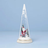 Glass Lit Santa With Lantern Scene