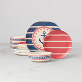 24 Seven Melamine, Aweigh We Go 12-Piece Dinnerware Se