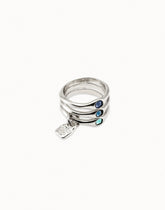 Triple Metal Ring Clad With Sterling Silver And Faceted