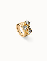 Ring With Multicolor Crystals - Gold