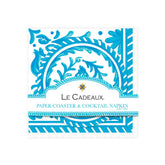 Sicily Teal Double-Sided Cocktail Napkins & Coasters Gift Set