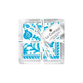 Sicily Teal Cocktail Napkins & Acrylic Holder Gift Set