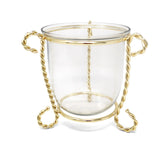 Glass Candle Holder on Gold Brass Stand, 4"