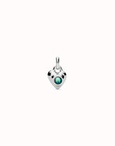 Charm With Green Crystal - Silver