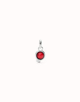 Charm With Red Stone - Silver