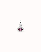 Charm With Pink Crystal - Silver