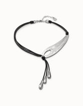 Lash Necklace With Dragonfly Wing And 3 Fringes With Drops - Silver