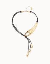 Lash Necklace With Dragonfly Wing And 3 Fringes With Drops - Gold