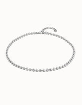 Chain With Continuous Beads, Carabiner Clasp And Extension - Silver
