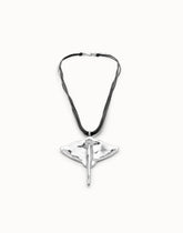 Leather Pendant In The Shape Of A Stingray - Silver
