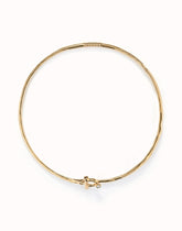 Choker Necklace With Front Closure With White Topaz - Gold