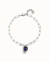 Short Link Chain Pendant Necklace Purple Crystal