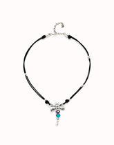 Leather Pendant Necklace With Dragonfly