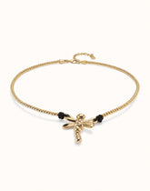 Short Pendant Necklace With Dragonfly - Gold