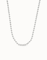 Long Beaded Chain Charm Necklace - Silver