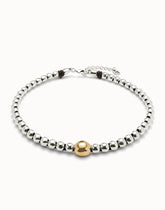 Beaded Short Necklace With Larger Central Gold Bead