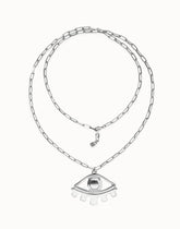 Long Necklace In Sterling Silver With Big Eye Detail