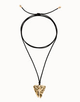 Silk Cord Necklace With An 18K Gold Wings Detail