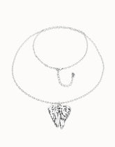 Long Necklace Pleated In Sterling Silver With Wings Detail