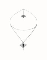 Double Short Chain Pendant With Stingray - Silver
